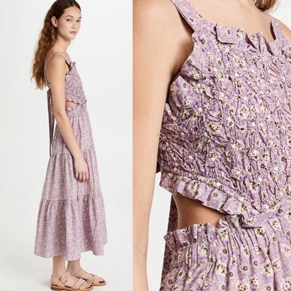 Sea New York Lilac Purple Floral Apron Dress XL